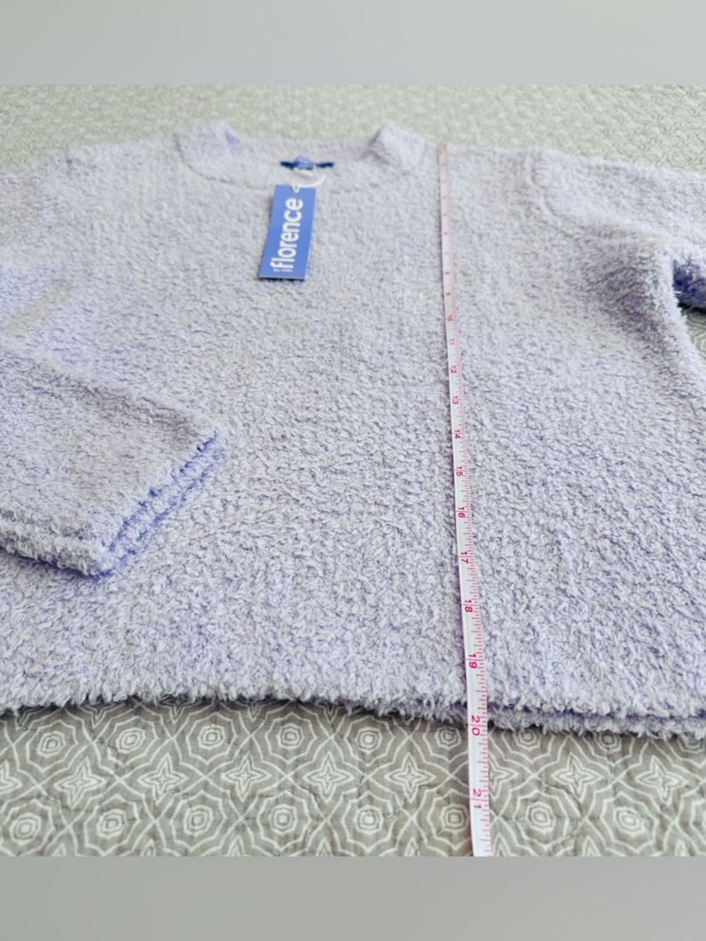 NEW! Florence by Mills Cozy Lavender Plush Pullover Sweater Eyelash Crewneck S - Picture 8 of 10